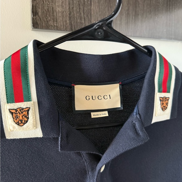 Dark Blue Cotton Polo Web & Feline Head - Size Small - Picture 2 of 4